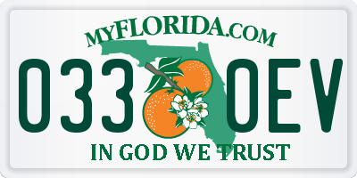 FL license plate 0330EV