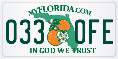 FL license plate 0330FE