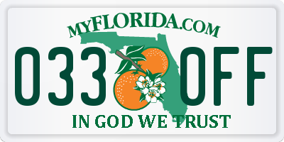 FL license plate 0330FF