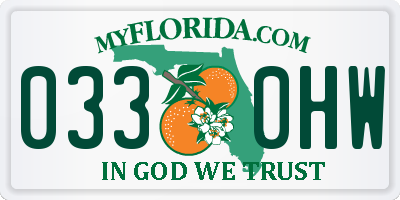 FL license plate 0330HW