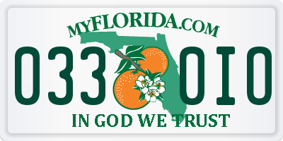 FL license plate 0330IO