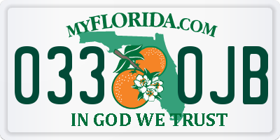 FL license plate 0330JB