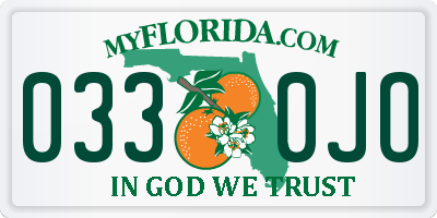 FL license plate 0330JO