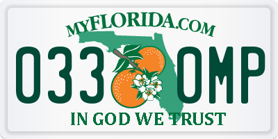 FL license plate 0330MP