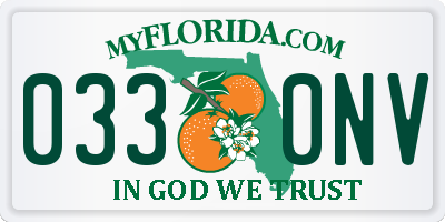 FL license plate 0330NV