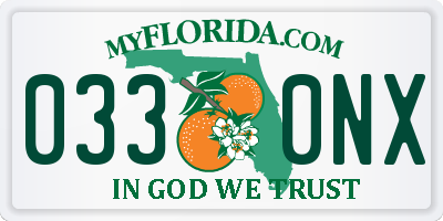 FL license plate 0330NX