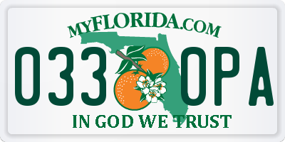 FL license plate 0330PA