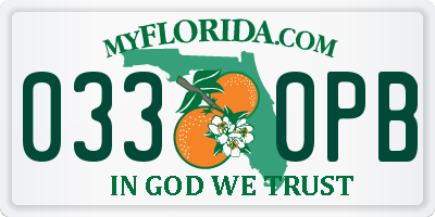 FL license plate 0330PB