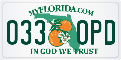 FL license plate 0330PD