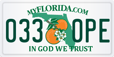 FL license plate 0330PE