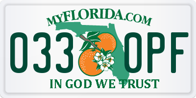 FL license plate 0330PF