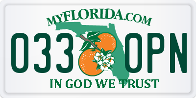 FL license plate 0330PN
