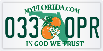 FL license plate 0330PR
