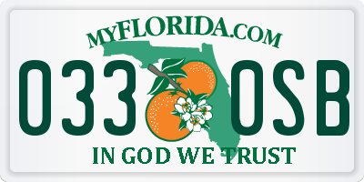 FL license plate 0330SB