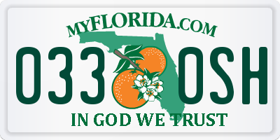 FL license plate 0330SH