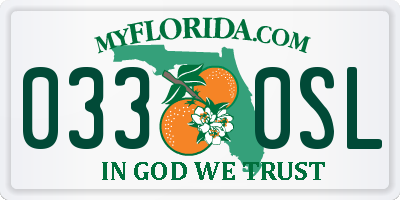 FL license plate 0330SL