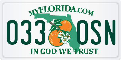 FL license plate 0330SN