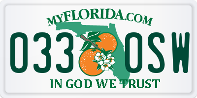FL license plate 0330SW