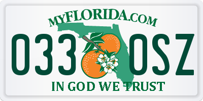 FL license plate 0330SZ