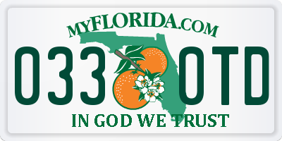 FL license plate 0330TD