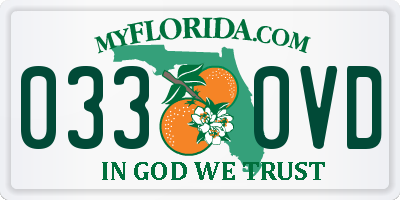 FL license plate 0330VD