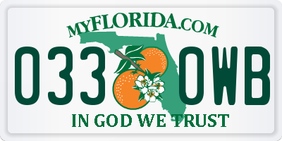 FL license plate 0330WB