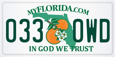 FL license plate 0330WD