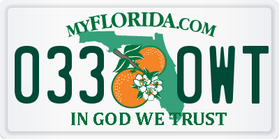 FL license plate 0330WT