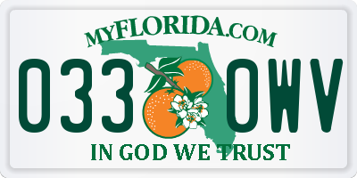 FL license plate 0330WV
