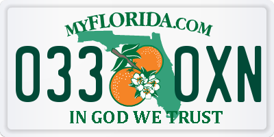 FL license plate 0330XN