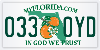 FL license plate 0330YD