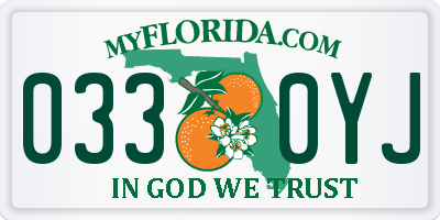 FL license plate 0330YJ