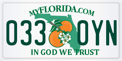 FL license plate 0330YN
