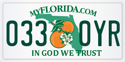 FL license plate 0330YR