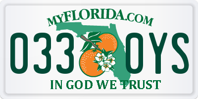 FL license plate 0330YS