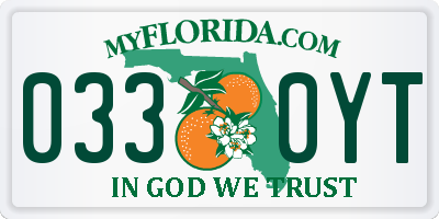 FL license plate 0330YT
