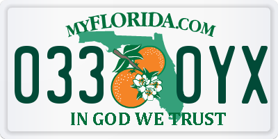 FL license plate 0330YX
