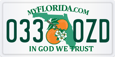 FL license plate 0330ZD