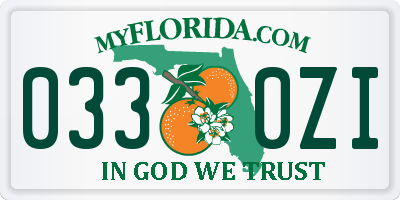 FL license plate 0330ZI