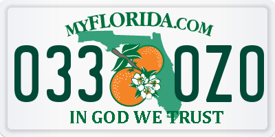 FL license plate 0330ZO