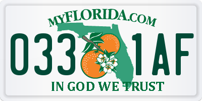 FL license plate 0331AF