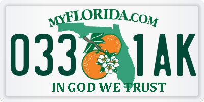 FL license plate 0331AK