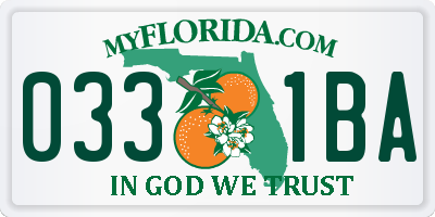 FL license plate 0331BA