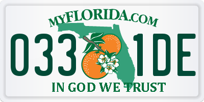 FL license plate 0331DE