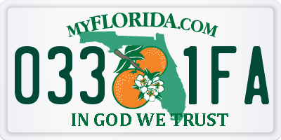 FL license plate 0331FA