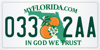 FL license plate 0332AA