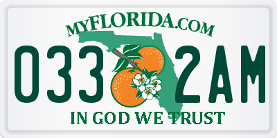 FL license plate 0332AM