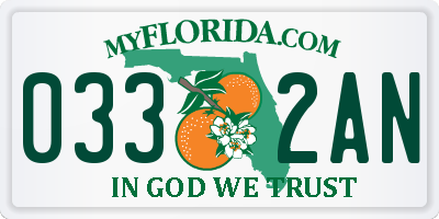 FL license plate 0332AN