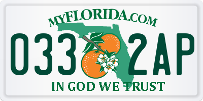 FL license plate 0332AP