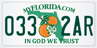 FL license plate 0332AR
